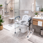 Siège de toilette surélevé réglable avec accoudoirs